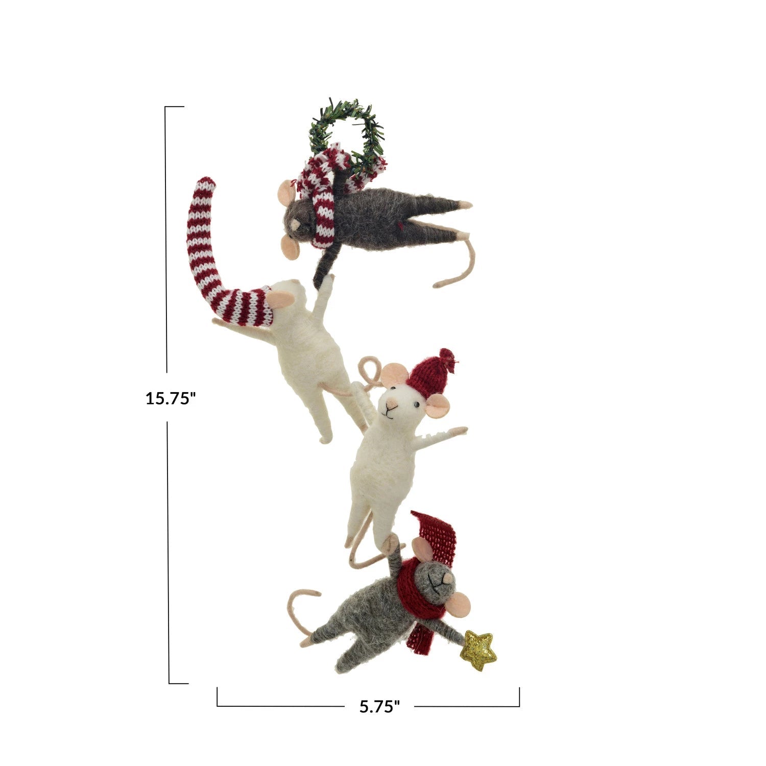 Mice in Scarfs & Hats Ornament - DIGS