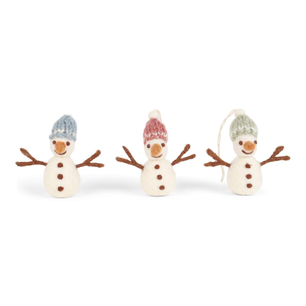Mini Felt Snowman w/Hat Ornament - DIGS