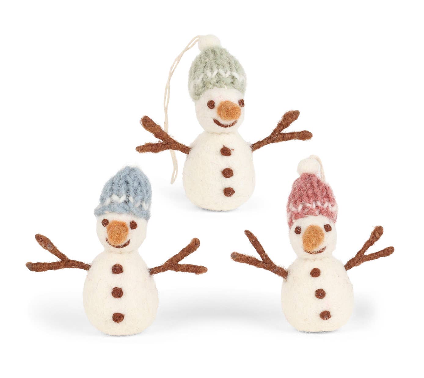 Mini Felt Snowman w/Hat Ornament - DIGS