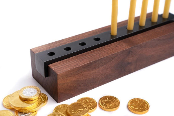 Modern Wood & Steel Menorah - DIGS