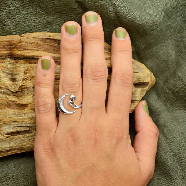Moon and Mushroom Adjustable Ring - DIGS