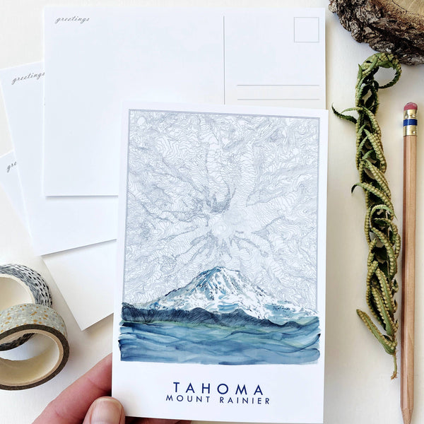 Mount Rainier Topo Map Postcard - DIGS