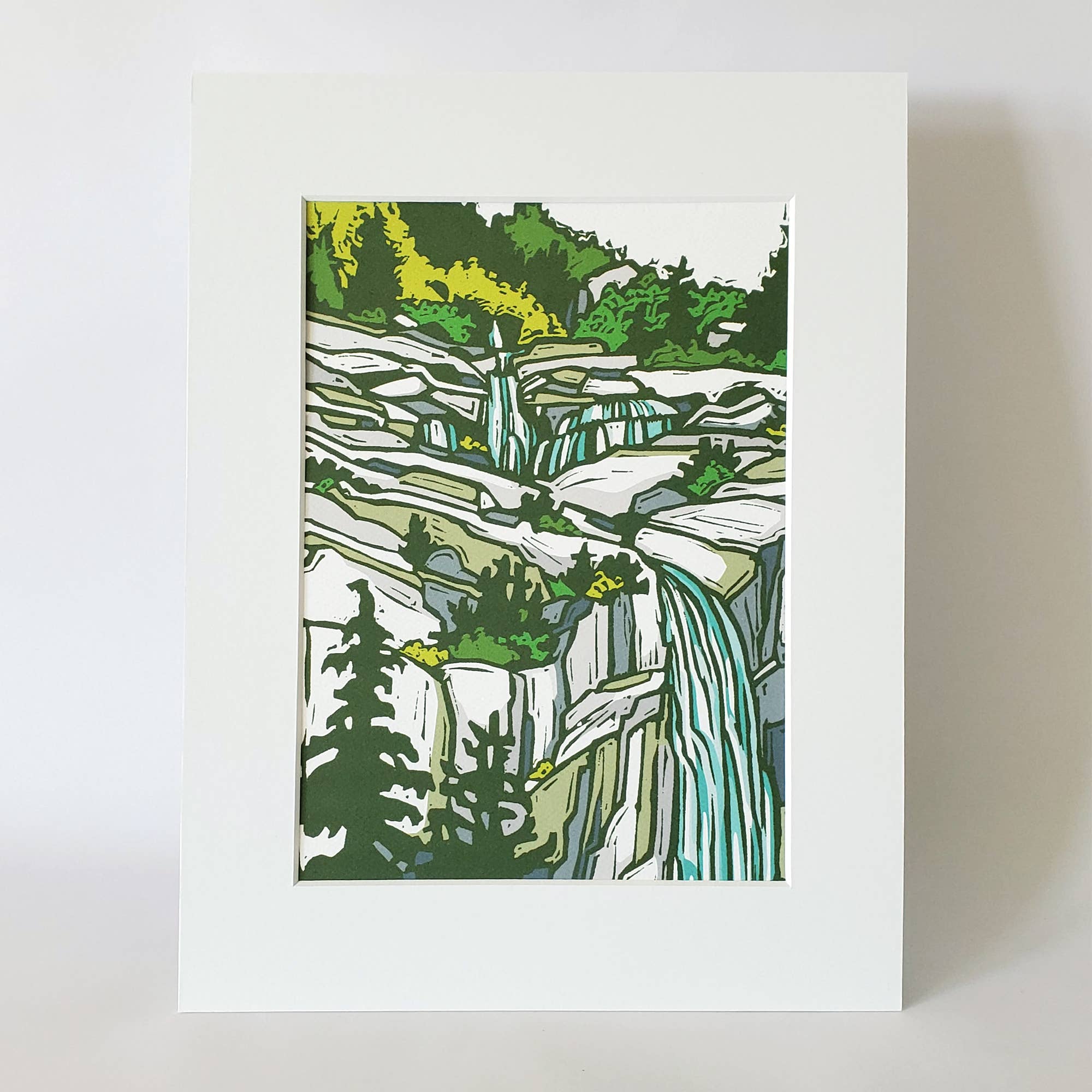 Mountain Waterfall Matted Art Print - DIGS