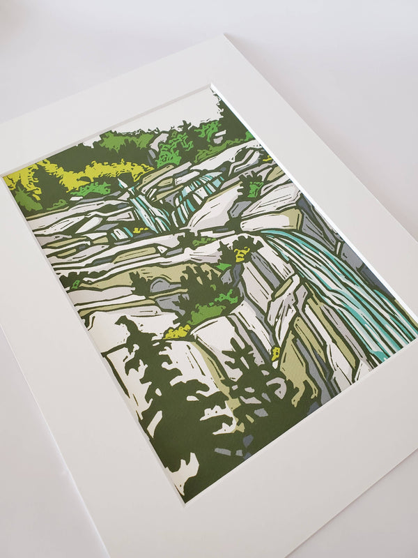 Mountain Waterfall Matted Art Print - DIGS
