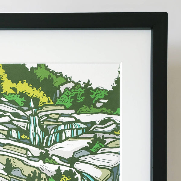 Mountain Waterfall Matted Art Print - DIGS