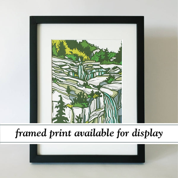 Mountain Waterfall Matted Art Print - DIGS