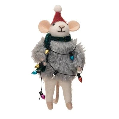 Mouse in Faux Fur Sweater Ornament - DIGS