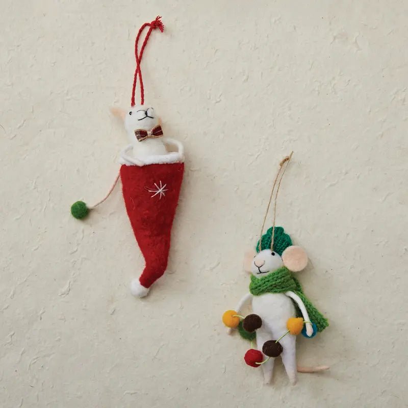 Mouse in Knit Scarf & Hat Ornament - DIGS