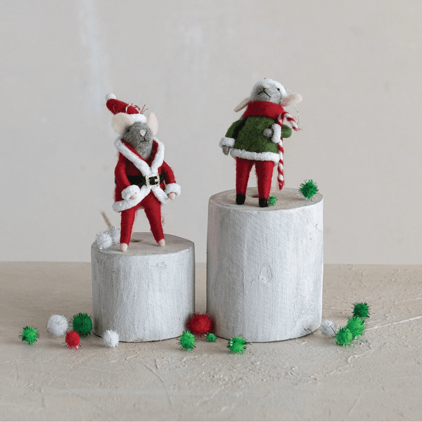 Mouse in Santa/Elf Costume Ornament - DIGS