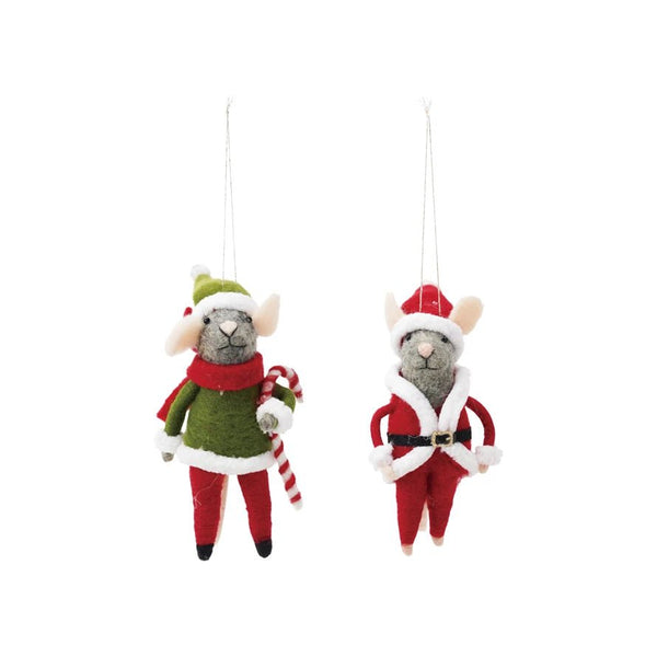 Mouse in Santa/Elf Costume Ornament - DIGS