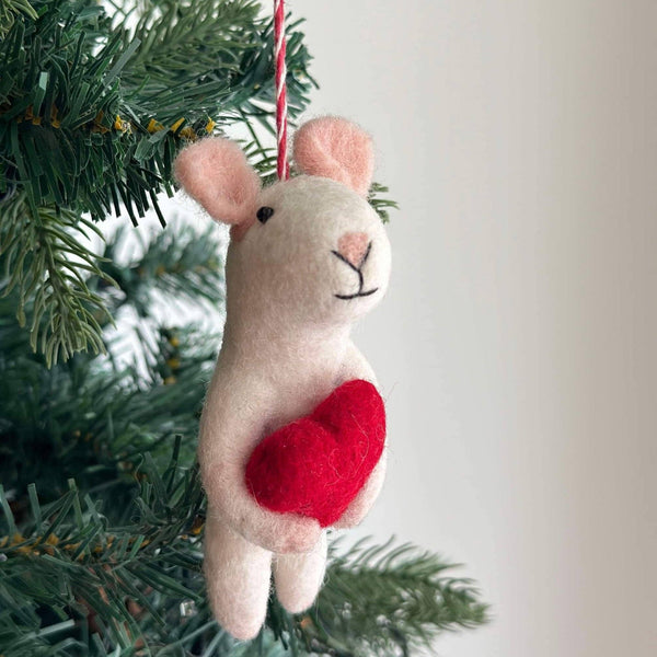 Mouse With Heart Ornament - DIGS