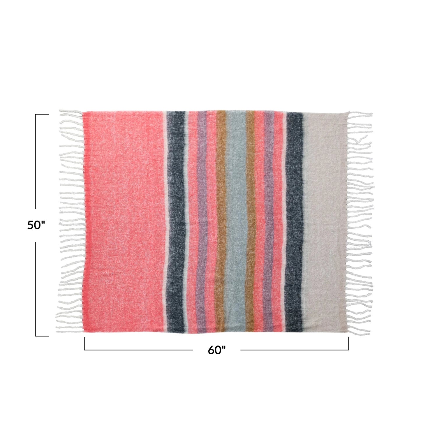 Multi - Colored Striped Throw with Fringe - DIGS