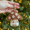 Mushroom House Embroidered Wool Ornament - DIGS
