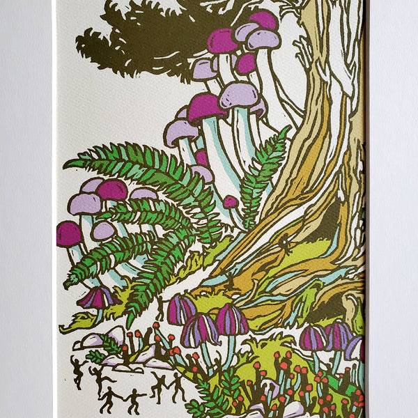 Mushroom Landscape Matted Art Print - DIGS