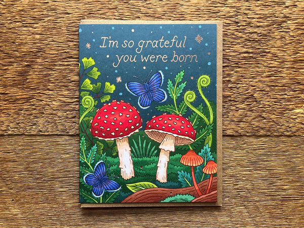 Mushrooms Grateful Birthday Card - DIGS