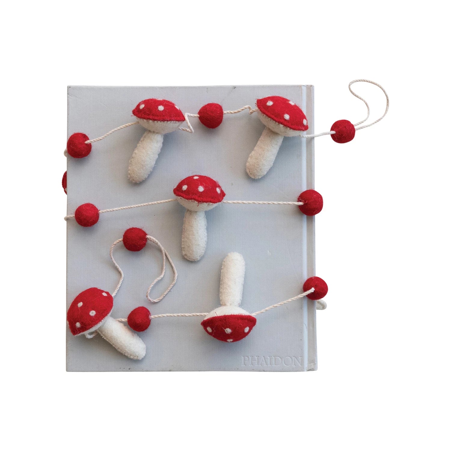 Mushrooms & Pom Poms Wool Felt Garland - DIGS