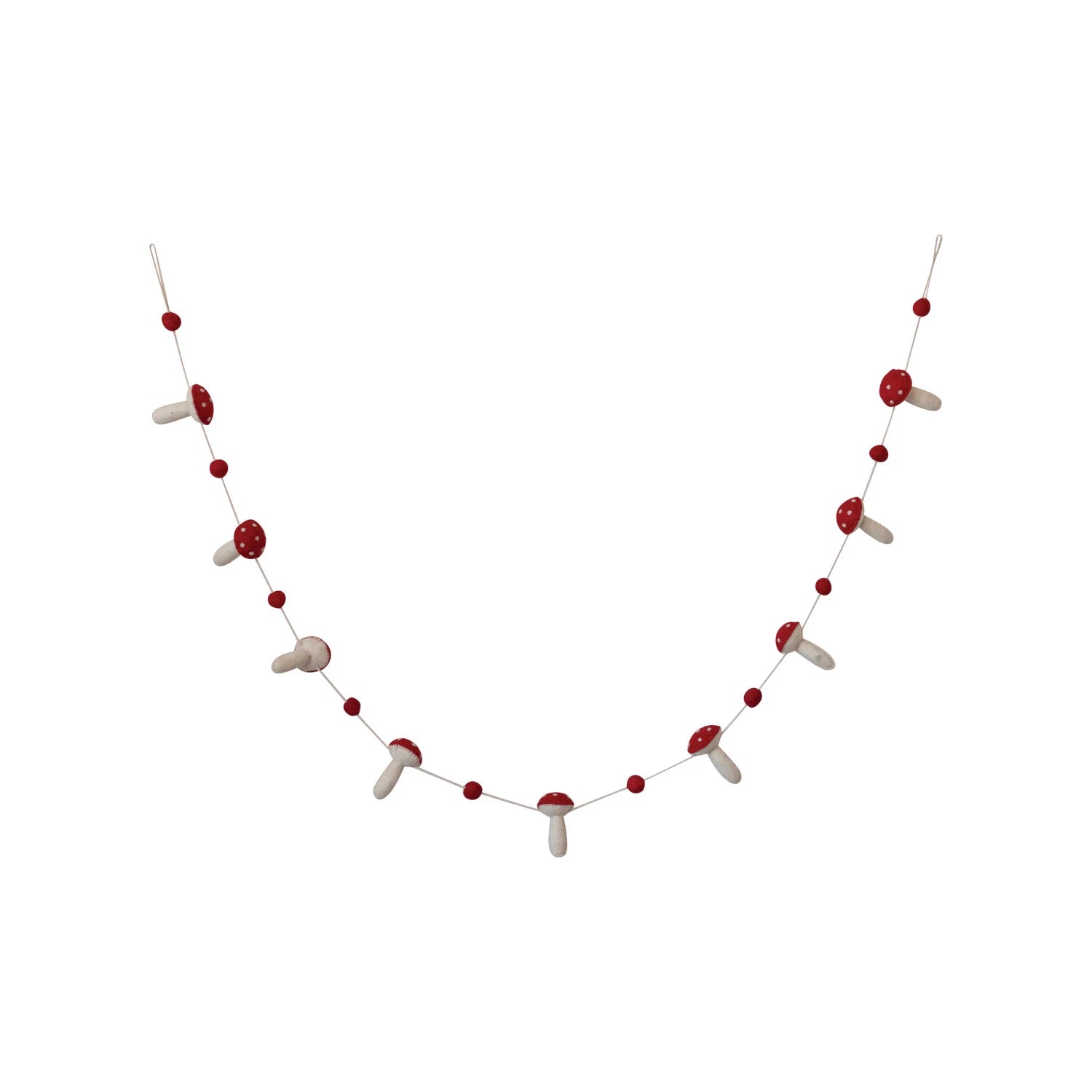 Mushrooms & Pom Poms Wool Felt Garland - DIGS