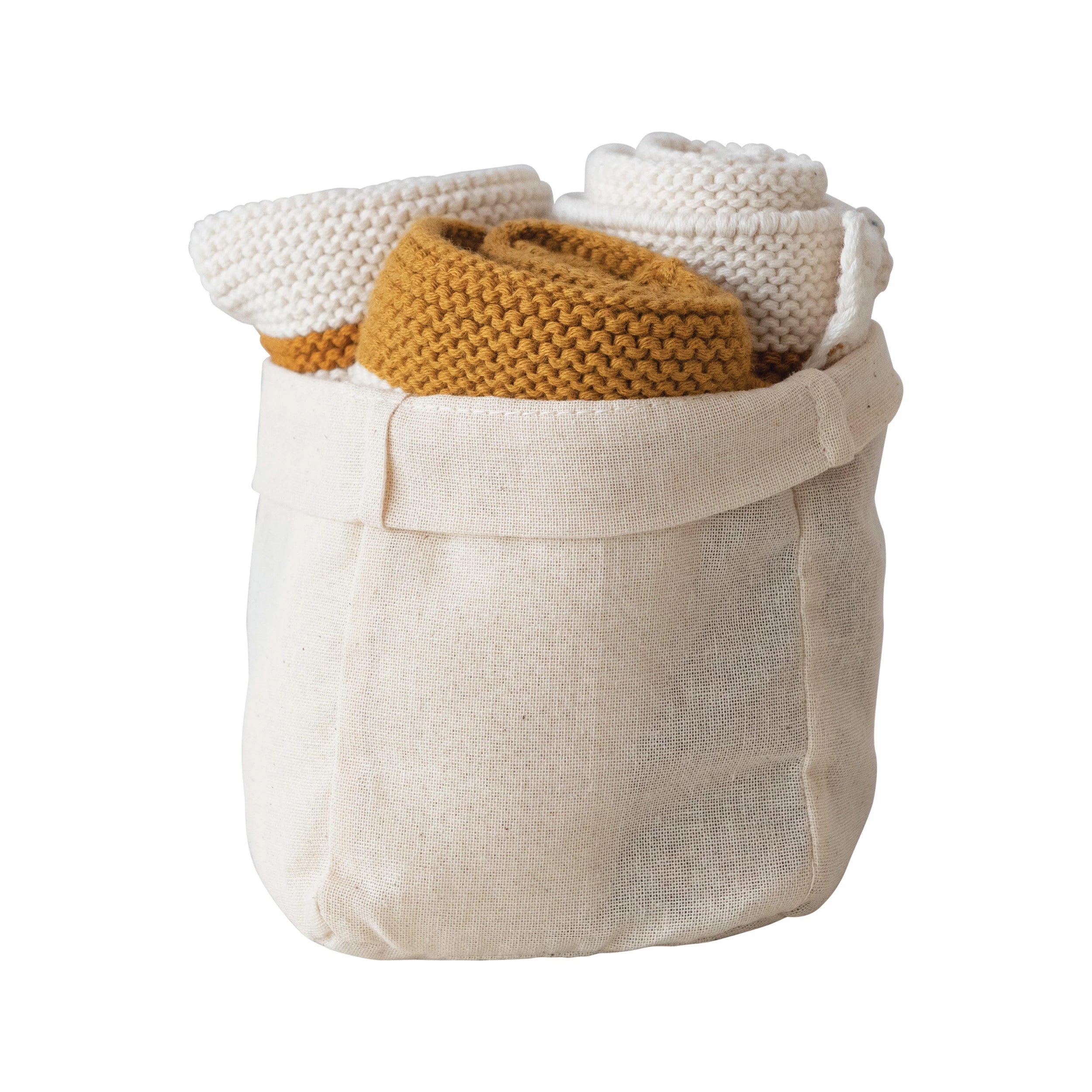 Mustard Striped Knit Dish Cloth Set - DIGS