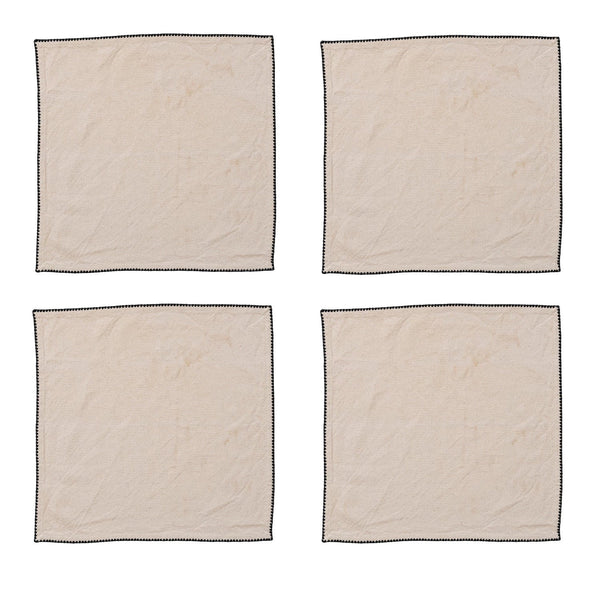Natural Napkins w/ Black Edge Stitching - DIGS