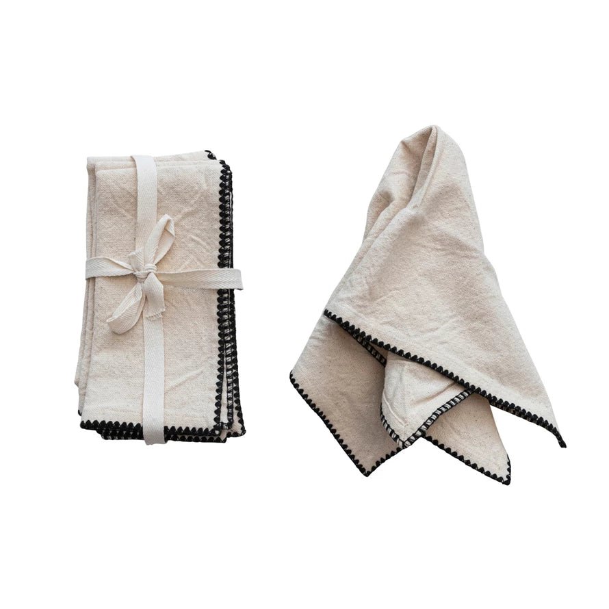 Natural Napkins w/ Black Edge Stitching - DIGS