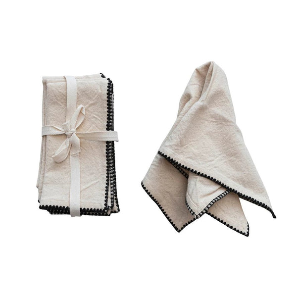 Natural Napkins w/ Black Edge Stitching - DIGS