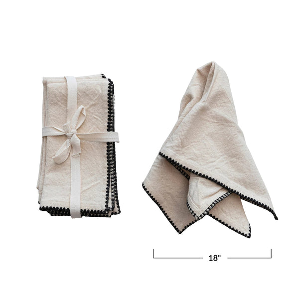 Natural Napkins w/ Black Edge Stitching - DIGS