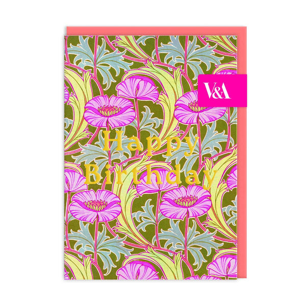 Neon Floral Pink Poppies Card - DIGS
