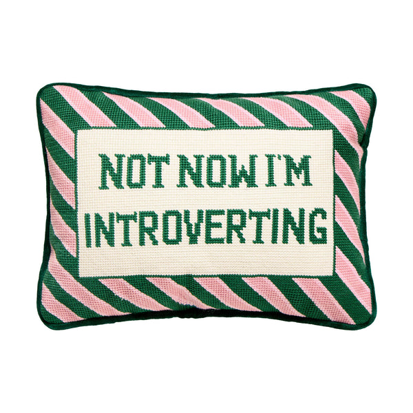 Not Now I'm Introverting Embroidered Pillow - DIGS