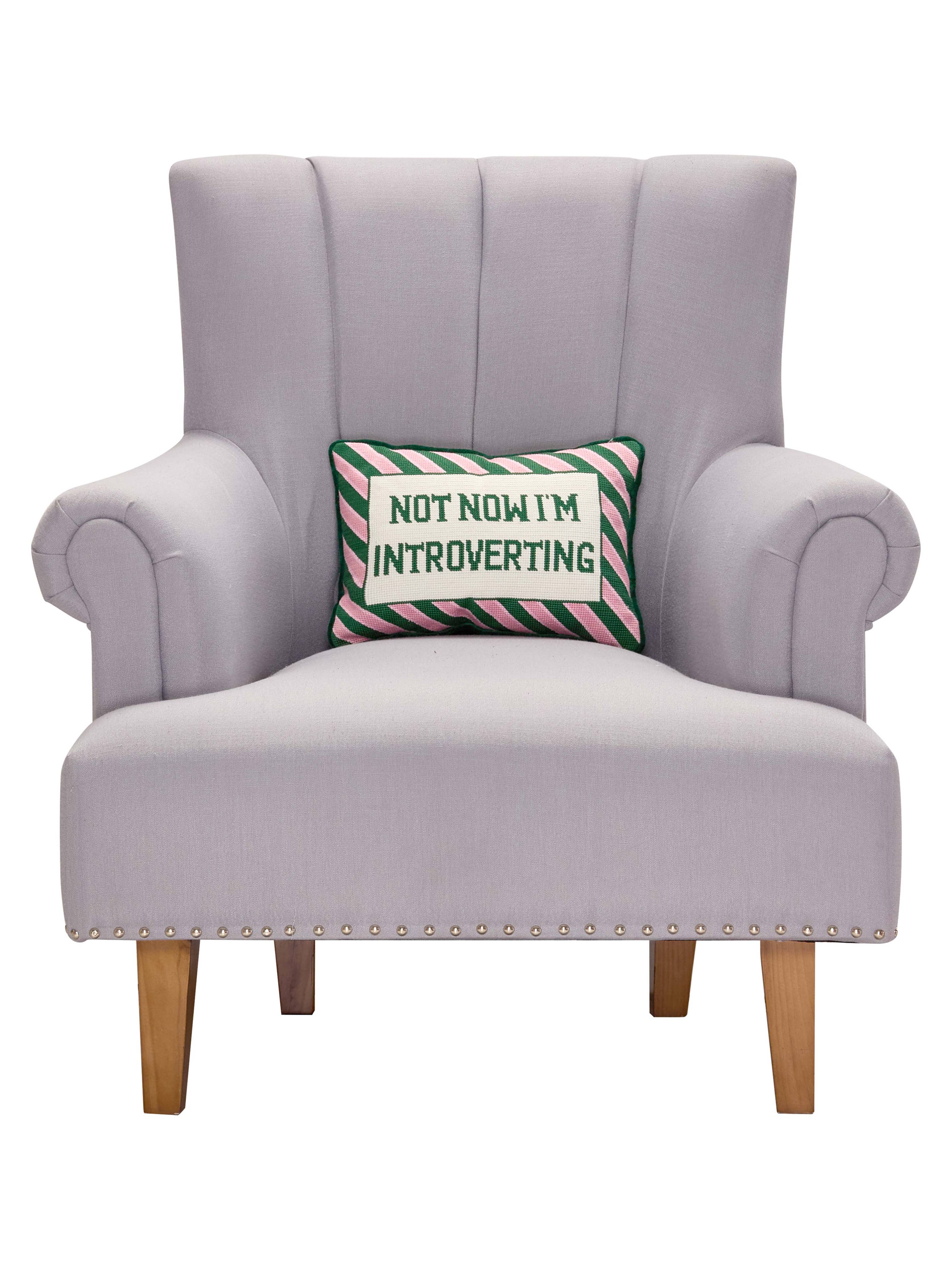 Not Now I'm Introverting Embroidered Pillow - DIGS