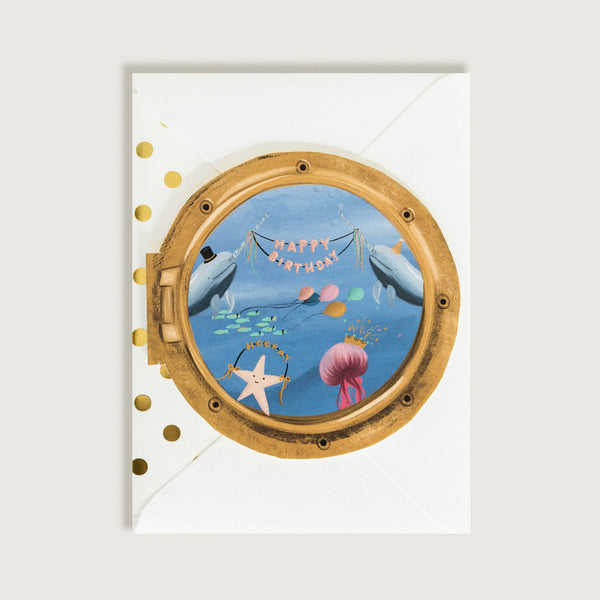 Ocean Creatures Porthole Birthday Card - DIGS