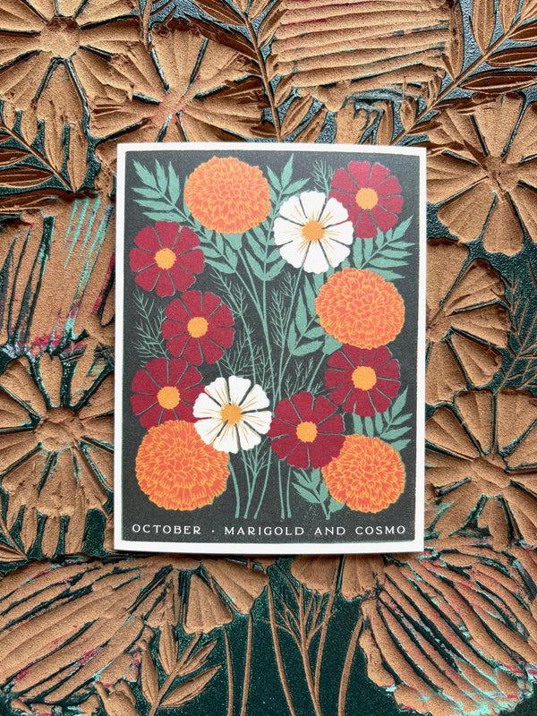 October Month Flowers Card - DIGS