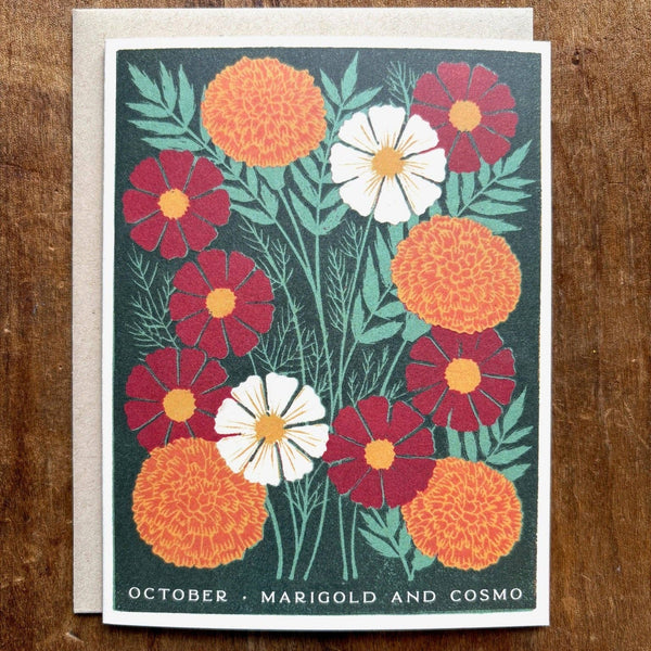 October Month Flowers Card - DIGS
