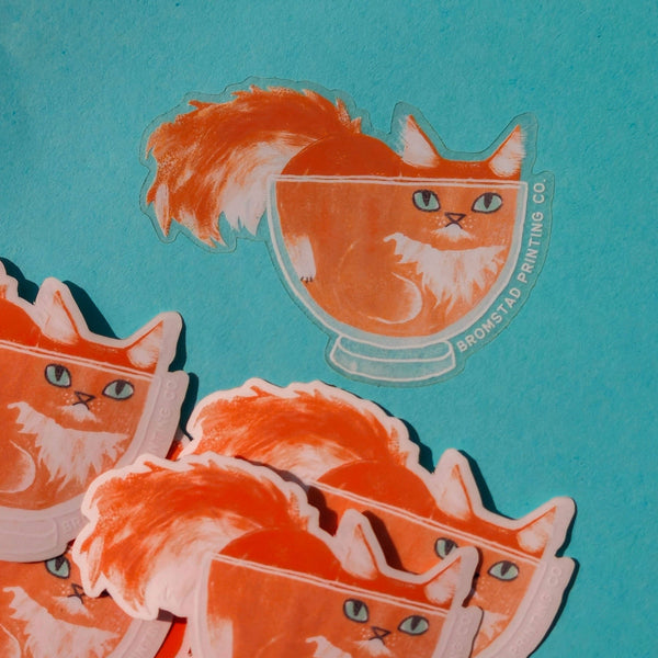 Orange Cat in a Bowl Sticker - DIGS