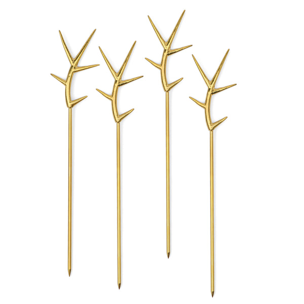 Ozzy Gold Bloody Mary Picks, Set Of 4 - DIGS