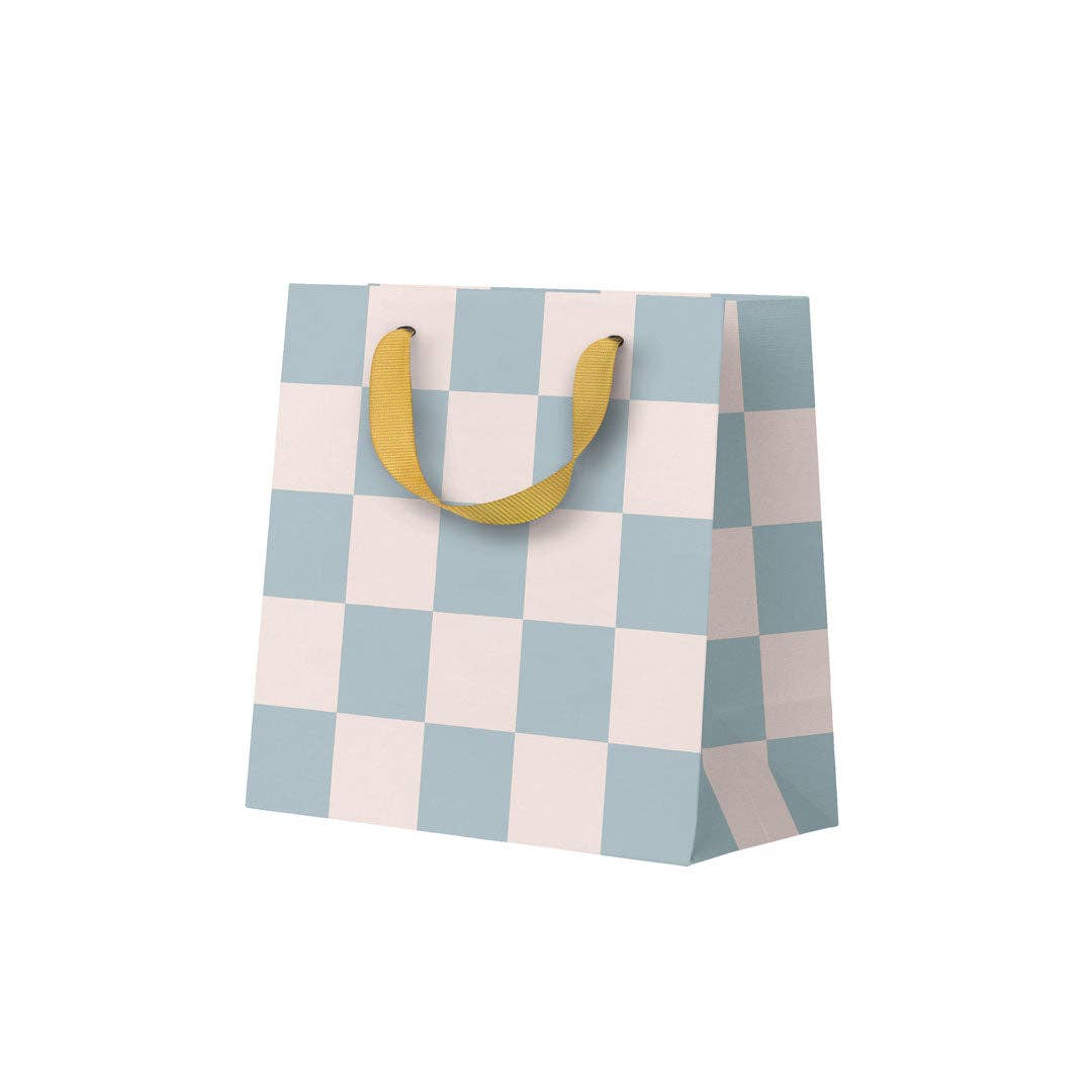 Pale Blue Checkerboard Gift Bag - DIGS