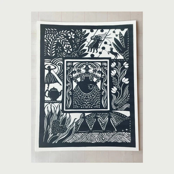 Papercut Lady Scene Art Print - DIGS