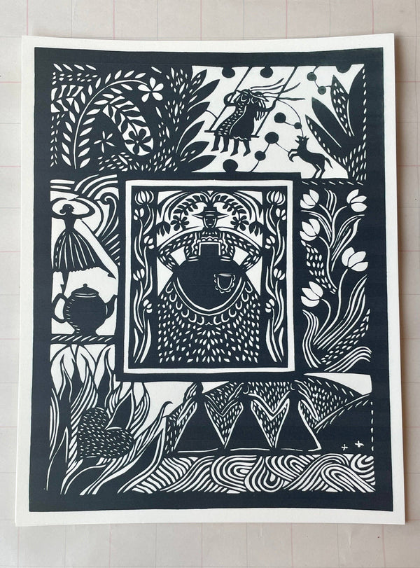 Papercut Lady Scene Art Print - DIGS