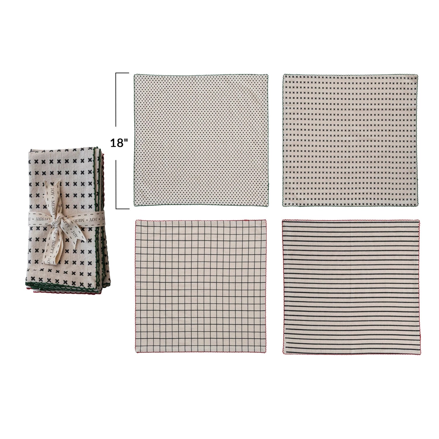 Pattern Napkins w/ Red and Green Edge - DIGS