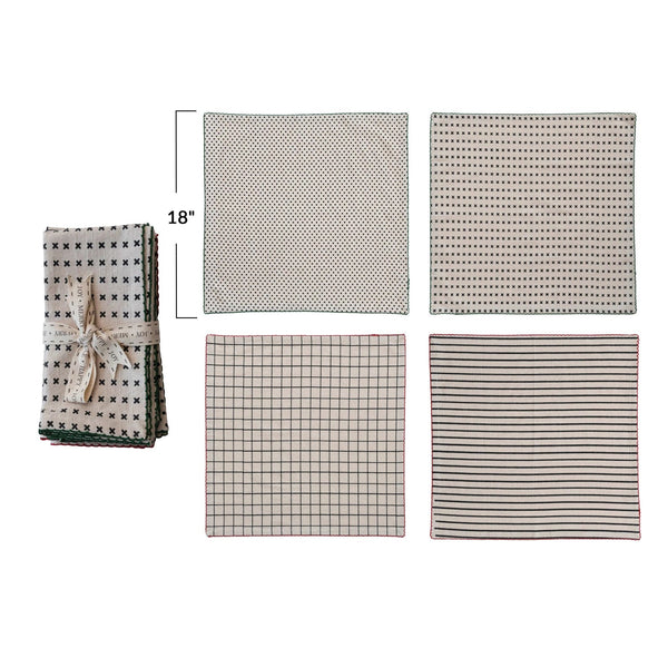 Pattern Napkins w/ Red and Green Edge - DIGS