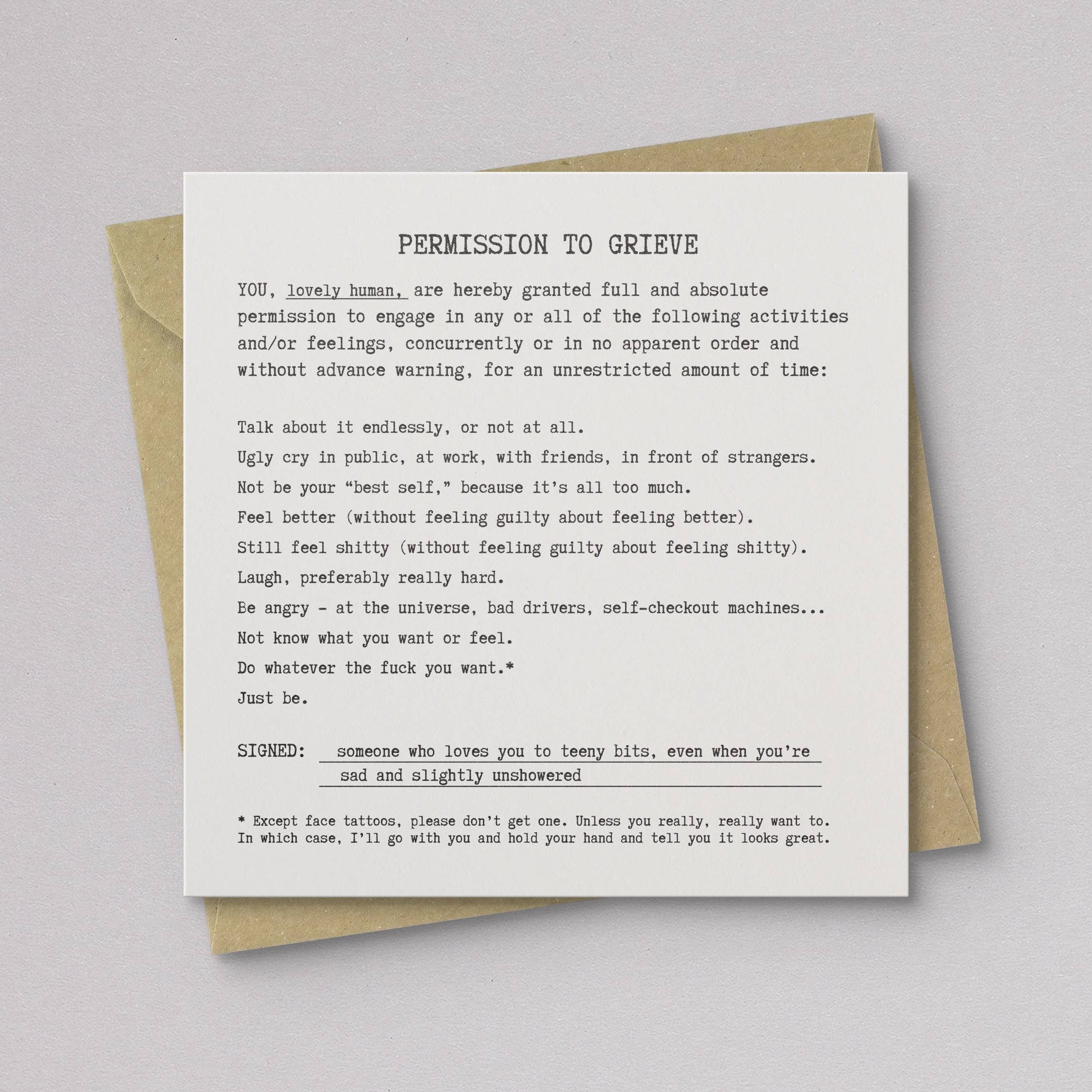 Permission to Grieve Sympathy Card - DIGS