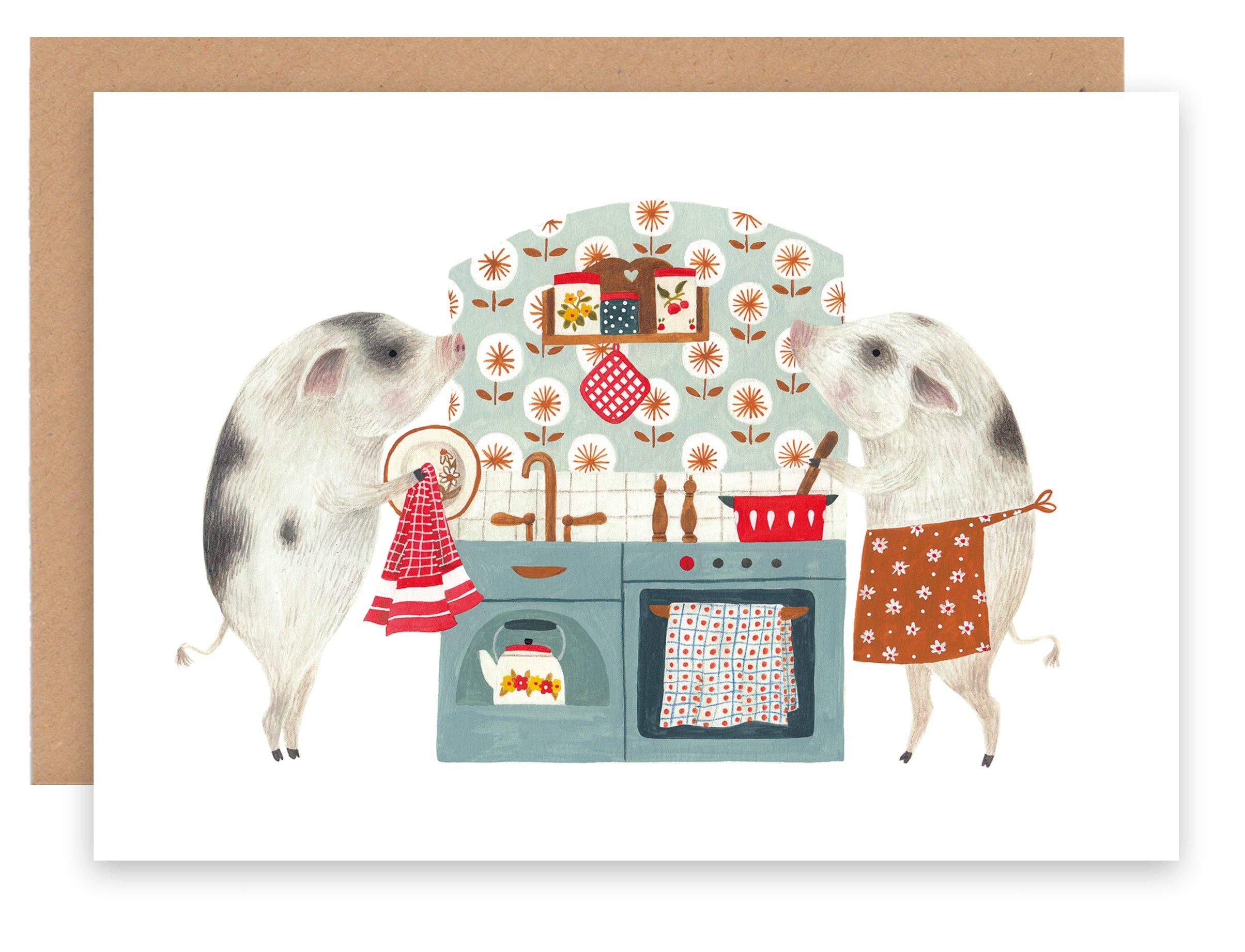 Pigs in kitchen Card - DIGS