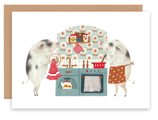 Pigs in kitchen Card - DIGS