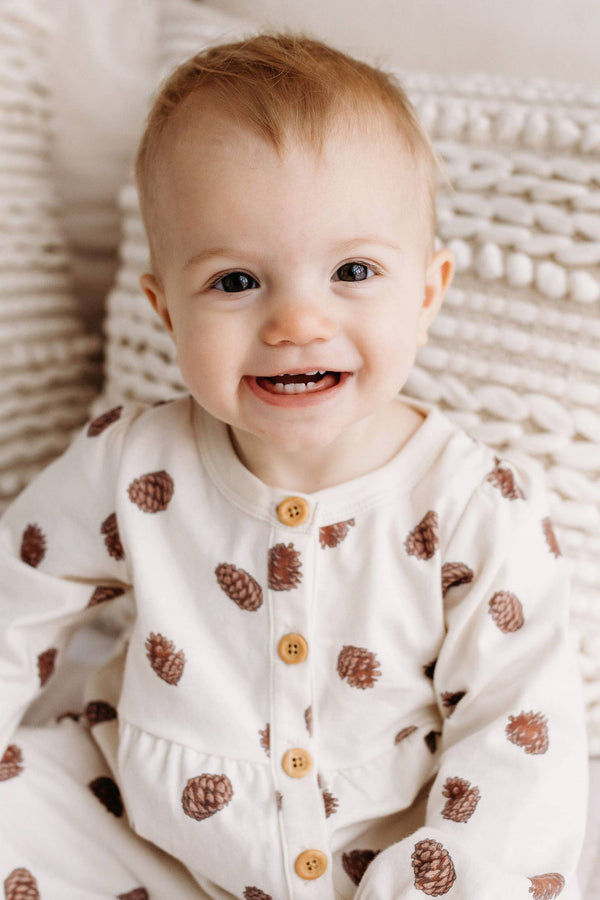 Pinecone Gathered Button Romper - DIGS