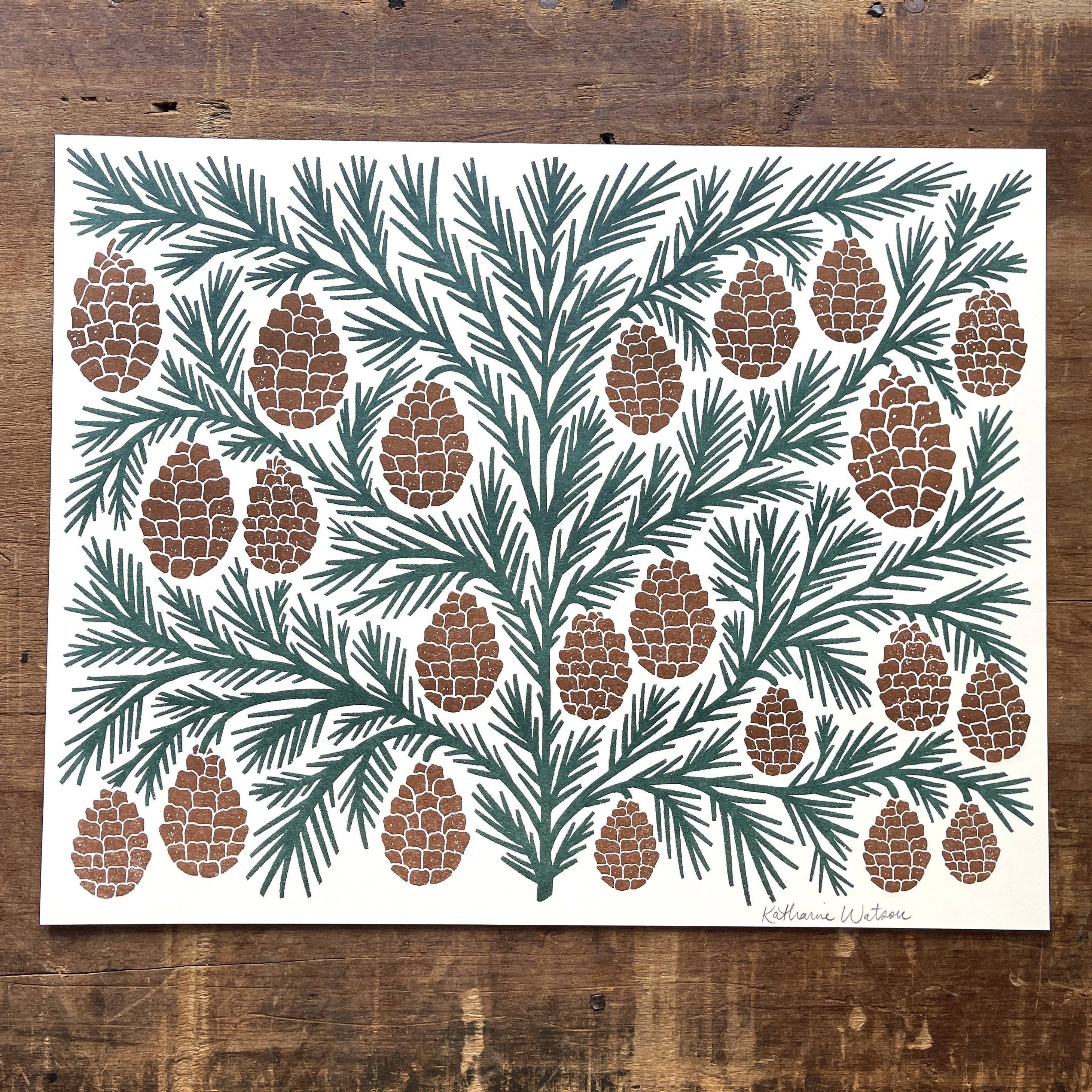 Pinecones Risograph Art Print - DIGS