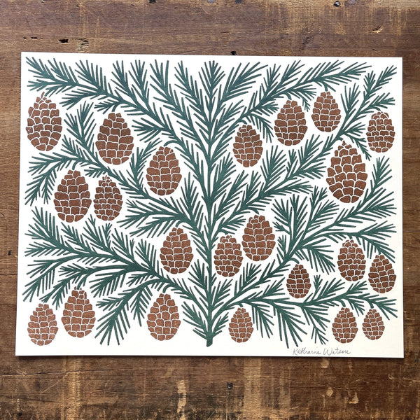Pinecones Risograph Art Print - DIGS