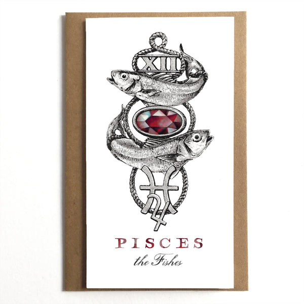 Pisces the Fishes Vintage Zodiac Card - DIGS