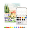 Pocket Watercolor Set of 12 with Brush: Essential Colors - DIGS