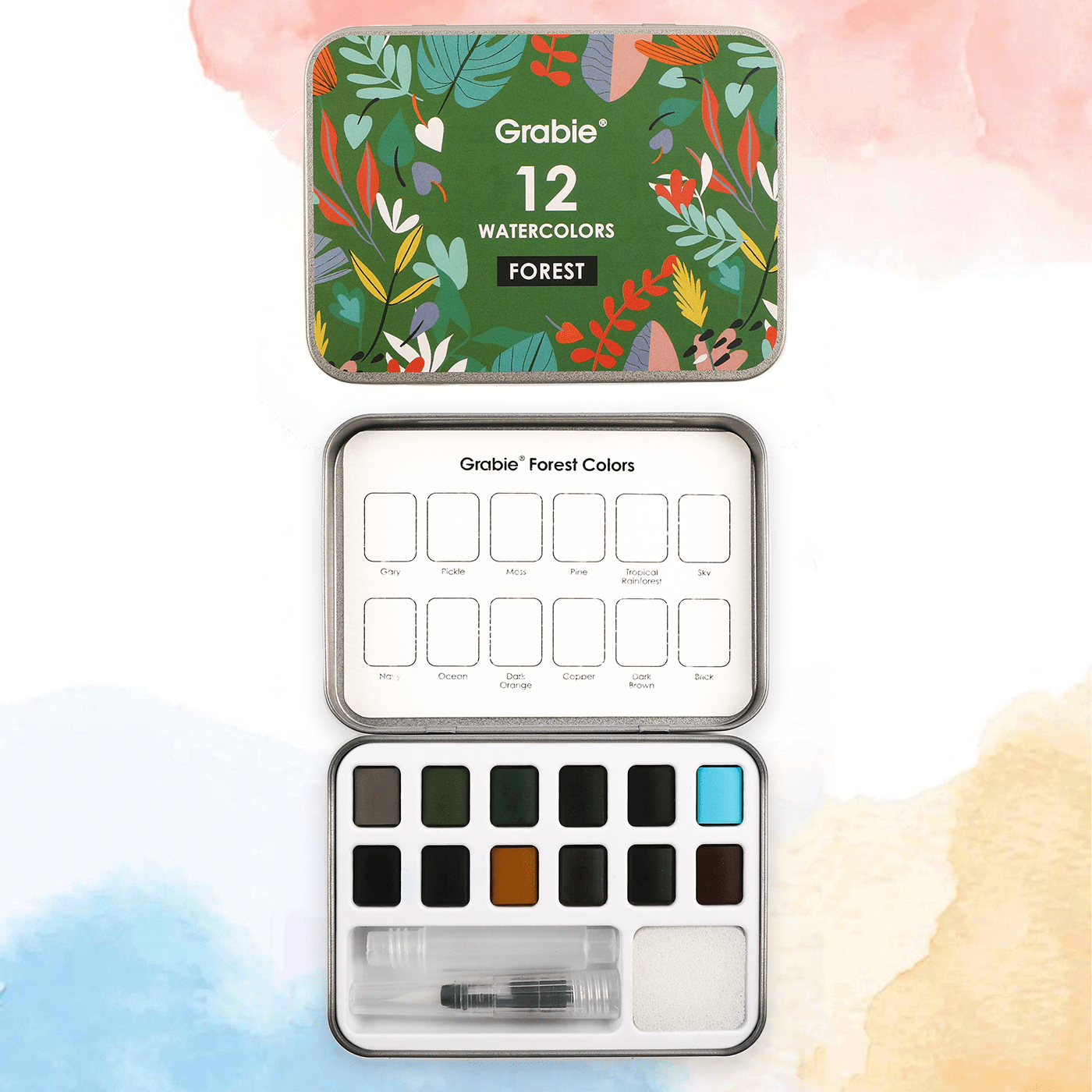Pocket Watercolor Set of 12 with Brush: Forest Colors - DIGS