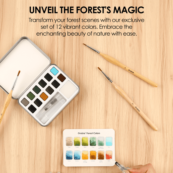 Pocket Watercolor Set of 12 with Brush: Forest Colors - DIGS