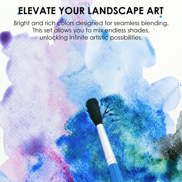Pocket Watercolor Set of 12 with Brush: Landscape Colors - DIGS
